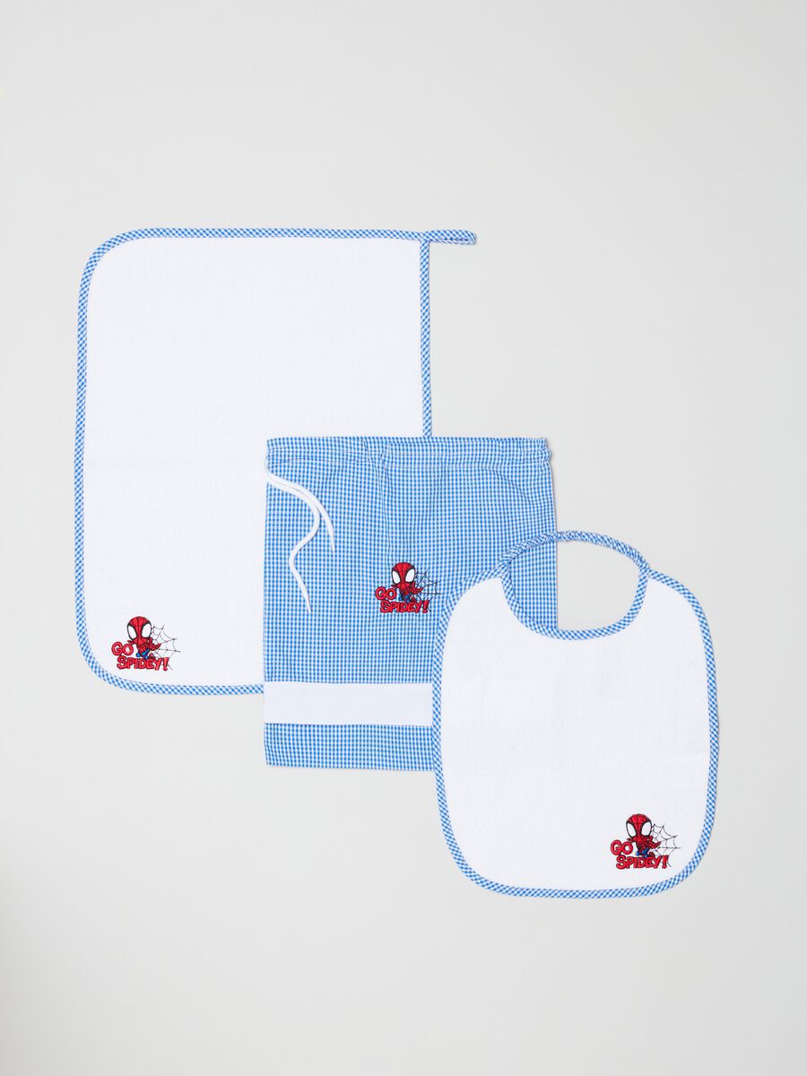 Baby bib and towel set with Spidey embroidery_0