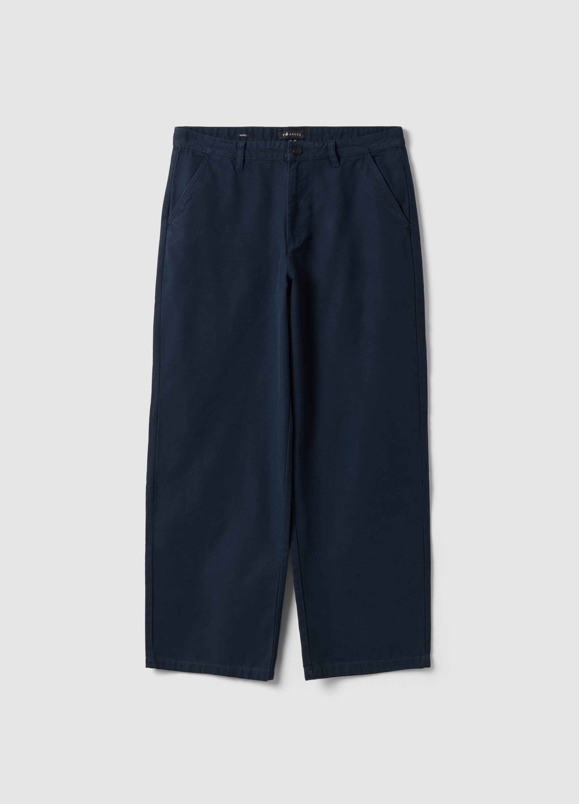 Blue pure cotton barrel-fit chino trousers