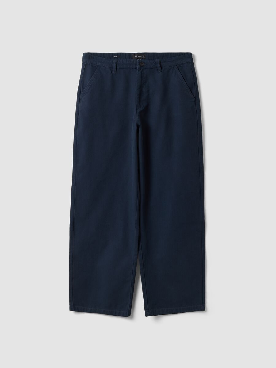 Blue pure cotton barrel-fit chino trousers_4