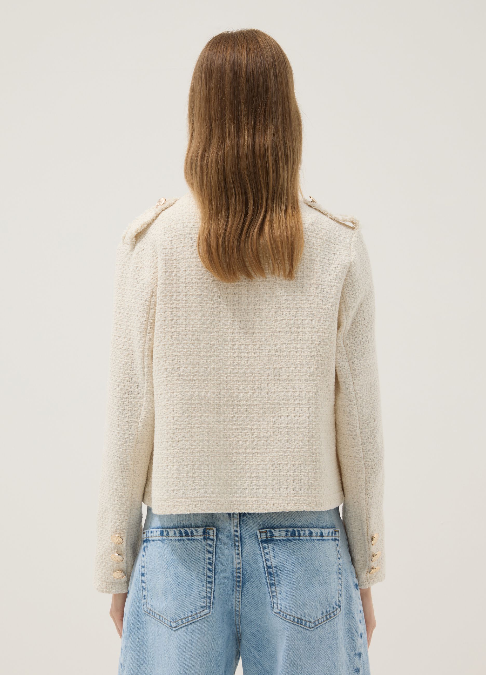 Beige cotton and viscose blend jacket