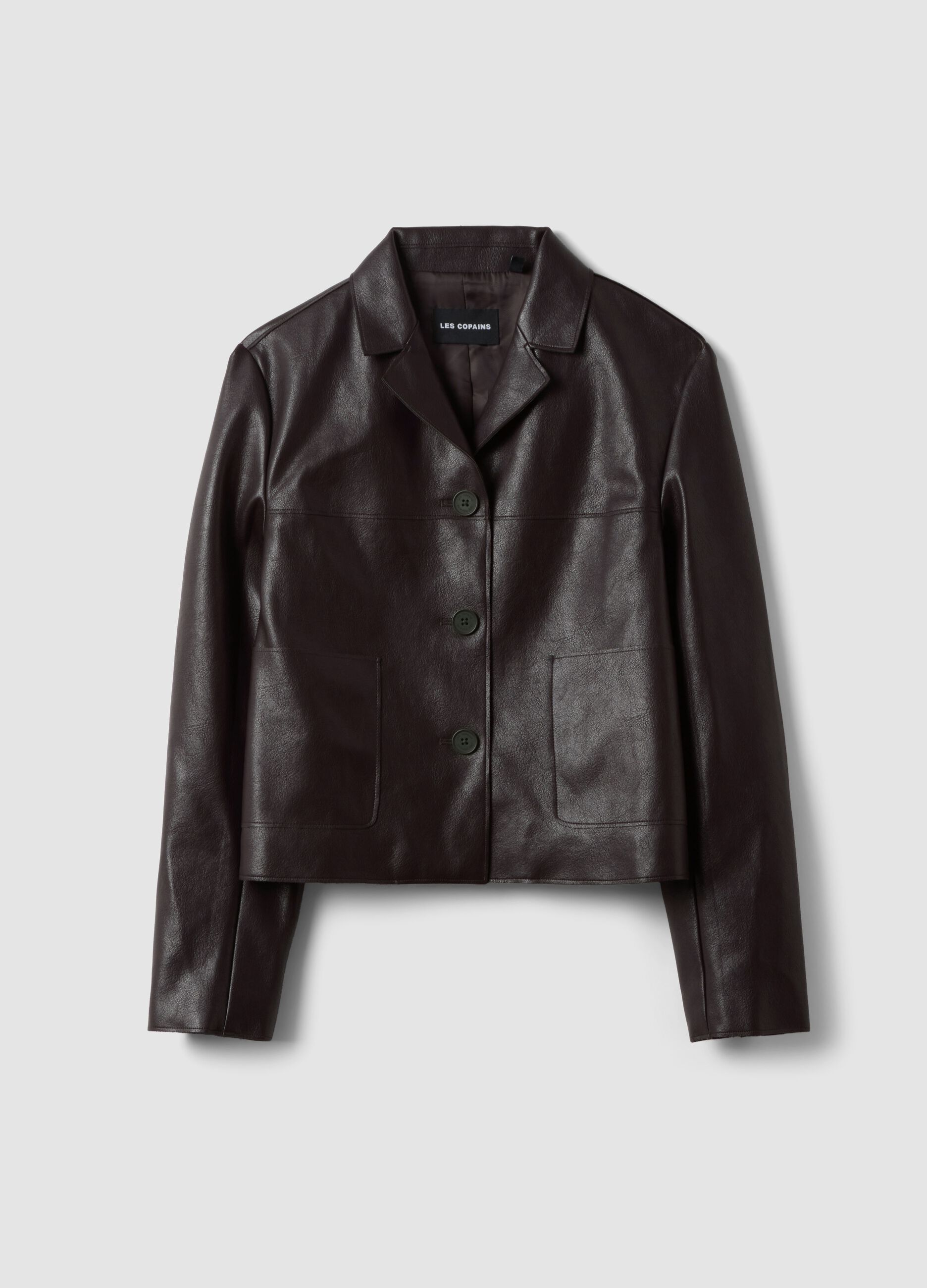Brown regular-fit jacket with buttons