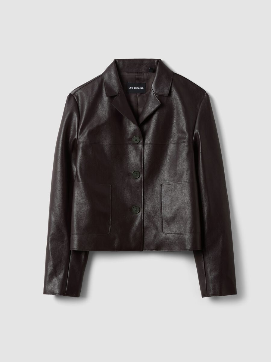 Brown regular-fit jacket with buttons_0