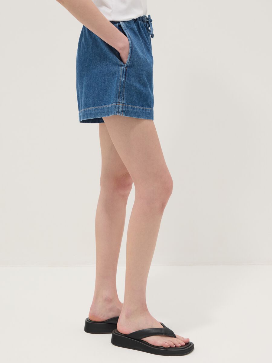 Blue pure cotton denim shorts_3