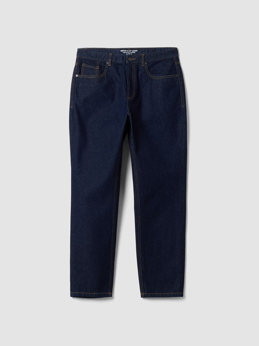 Pure cotton denim jeans, regular tapered fit_0