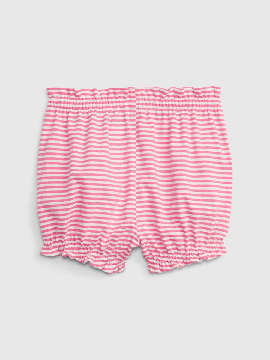 Shorts in cotone a righe con profili arricciati _1