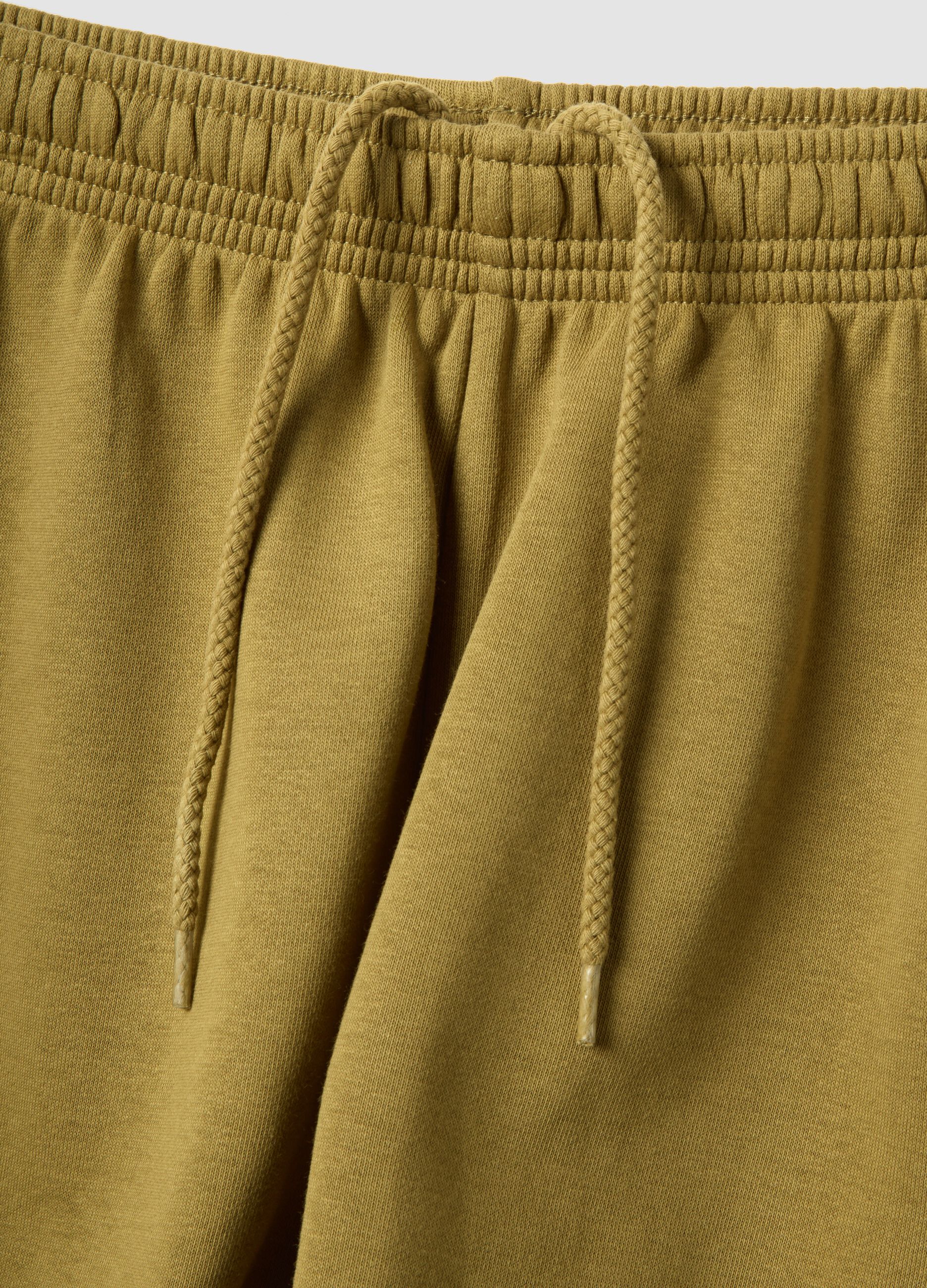 Green cotton-blend shorts with elasticated waist, regular fit