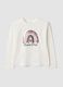 T-shirt bianca in cotone elasticizzato con girocollo_0