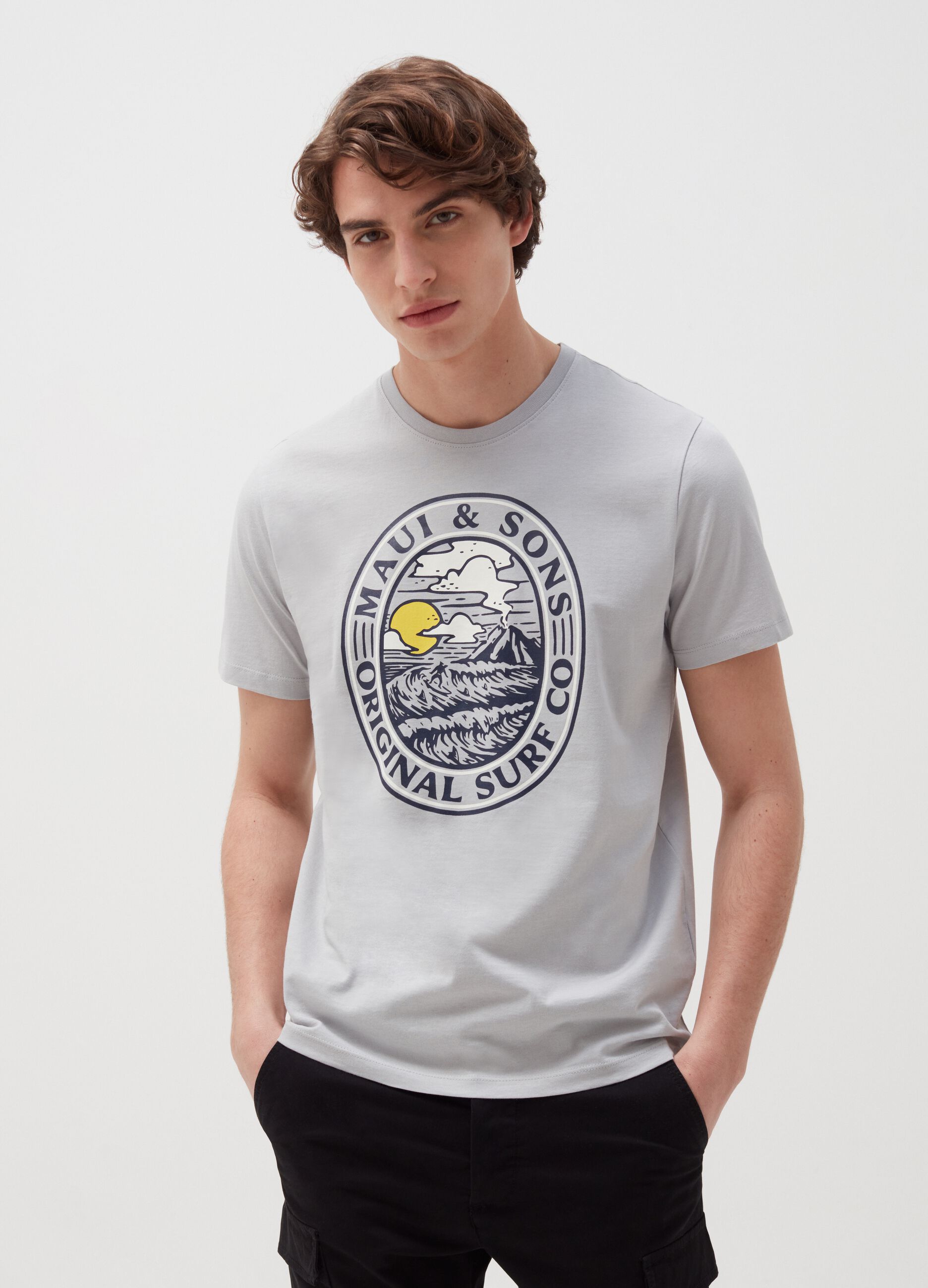 Cotton T-shirt with Maui and Sons surf print