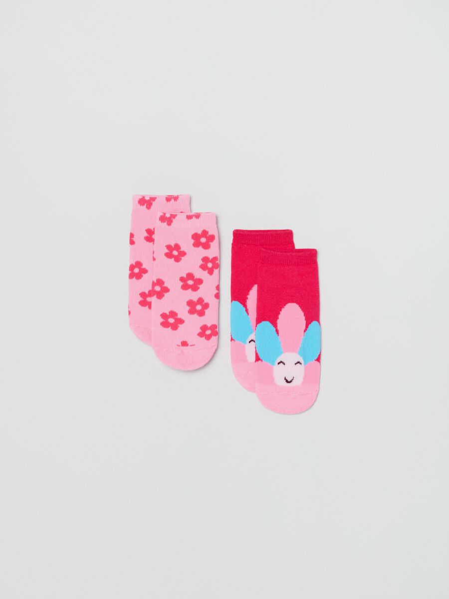 Two-pair pack slipper socks with design_0