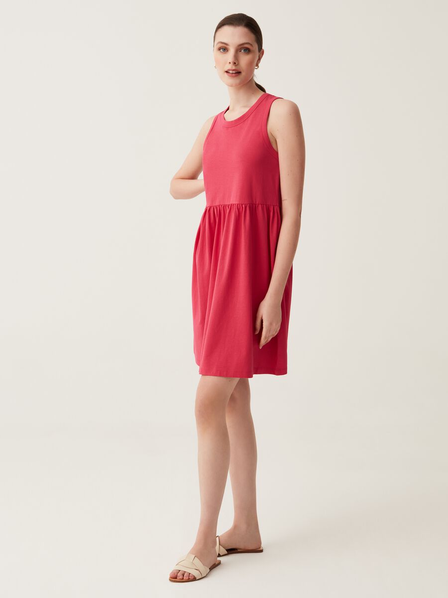 Short sleeveless dress in cotton_1