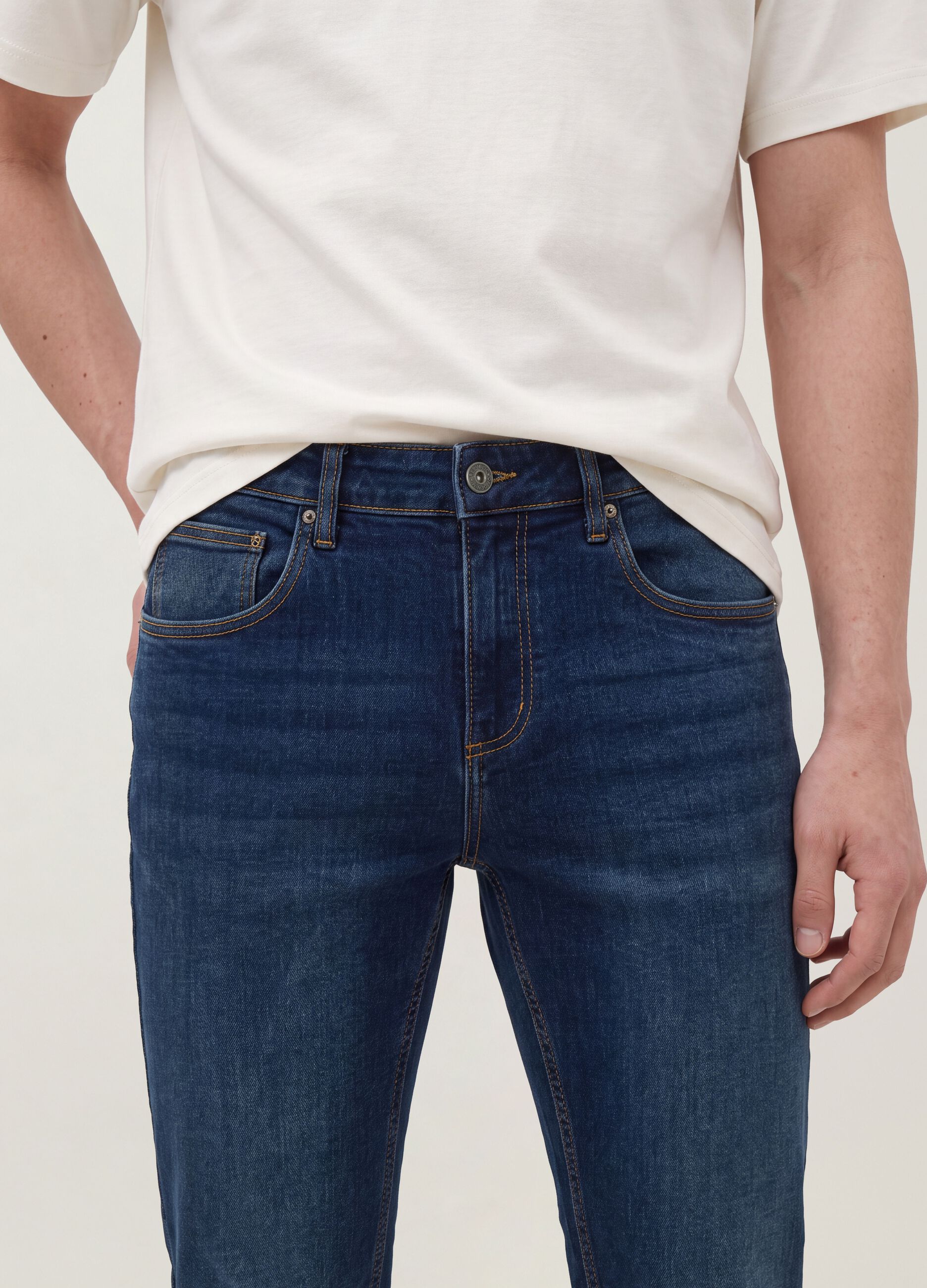 cal&ccedil;as de ganga skinny fit em algod&atilde;o el&aacute;stico