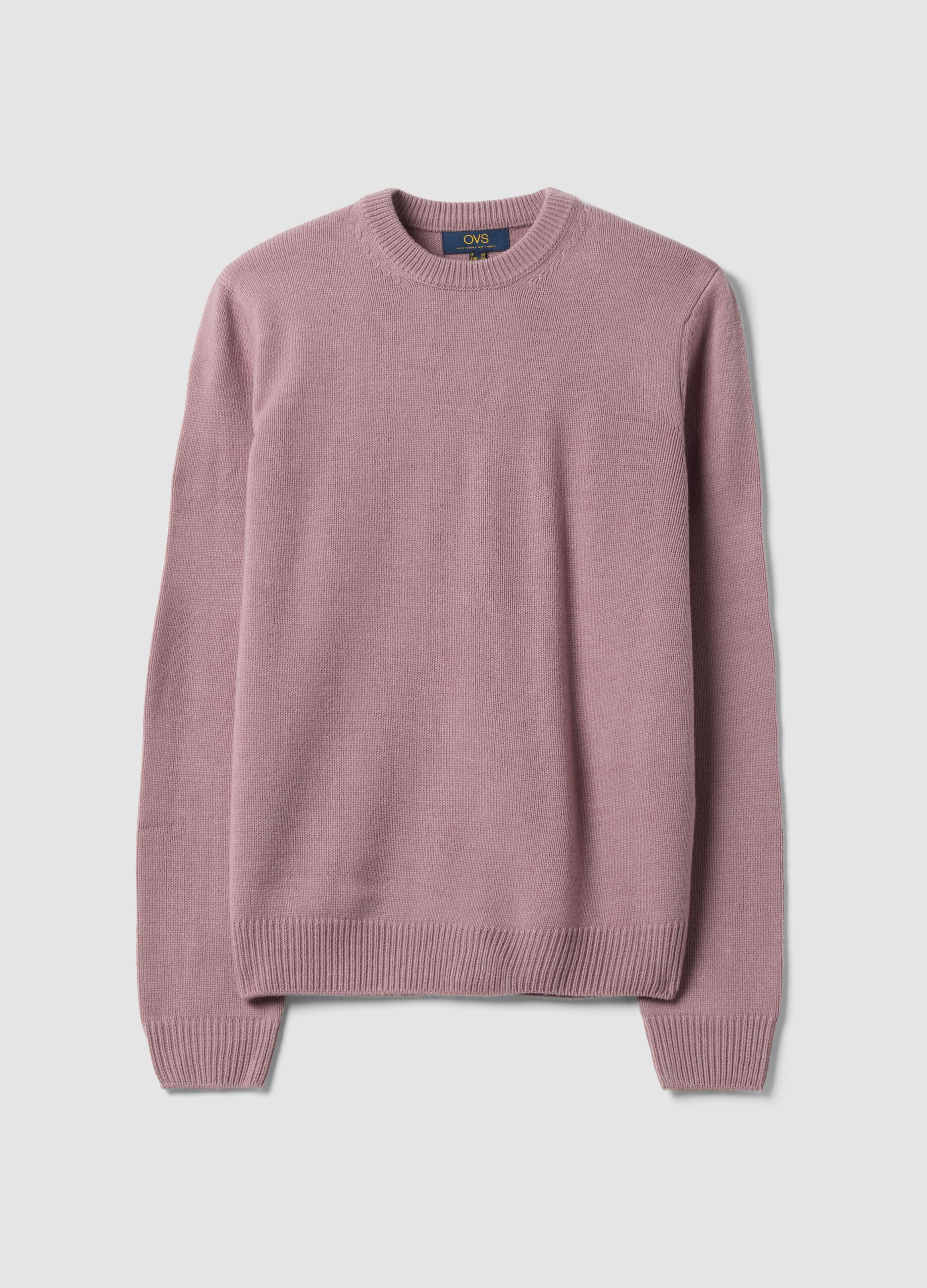 Dark pink regular-fit crew neck knit jersey jumper