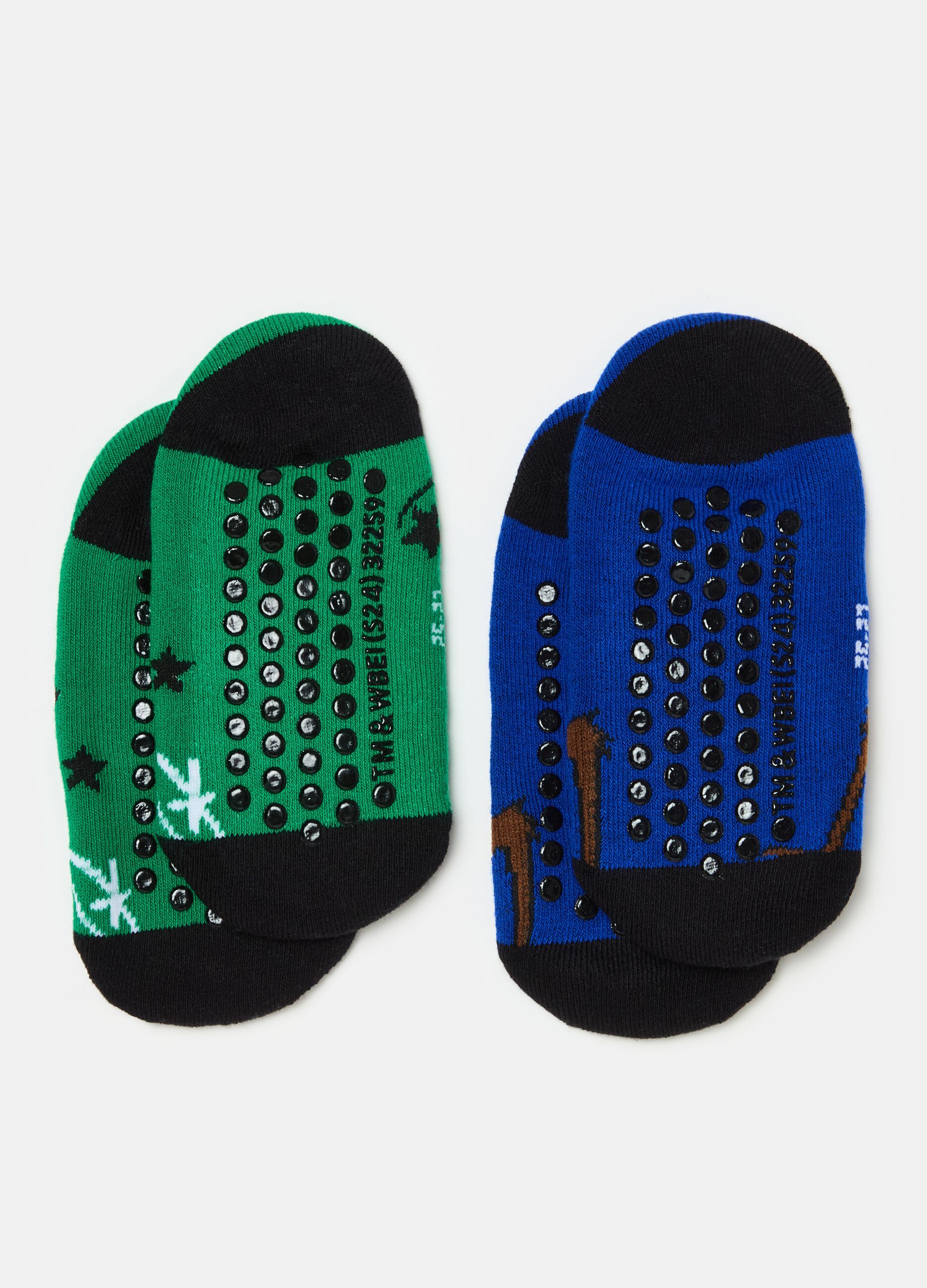 Two-pair pack Taz slipper socks in organic cotton