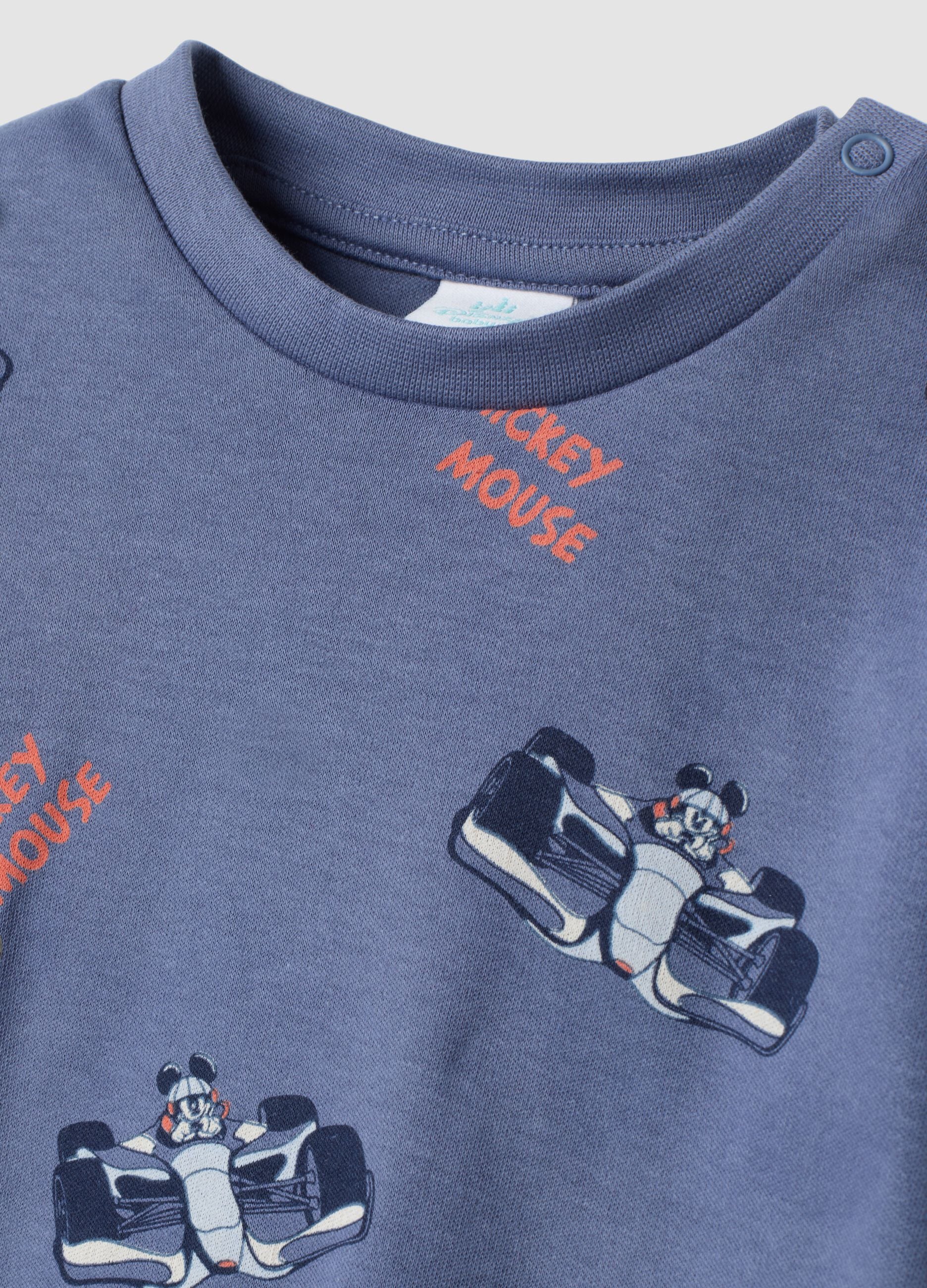 Blaue Pyjamas aus reiner Bio-Baumwolle mit Mickey-Mouse-Print