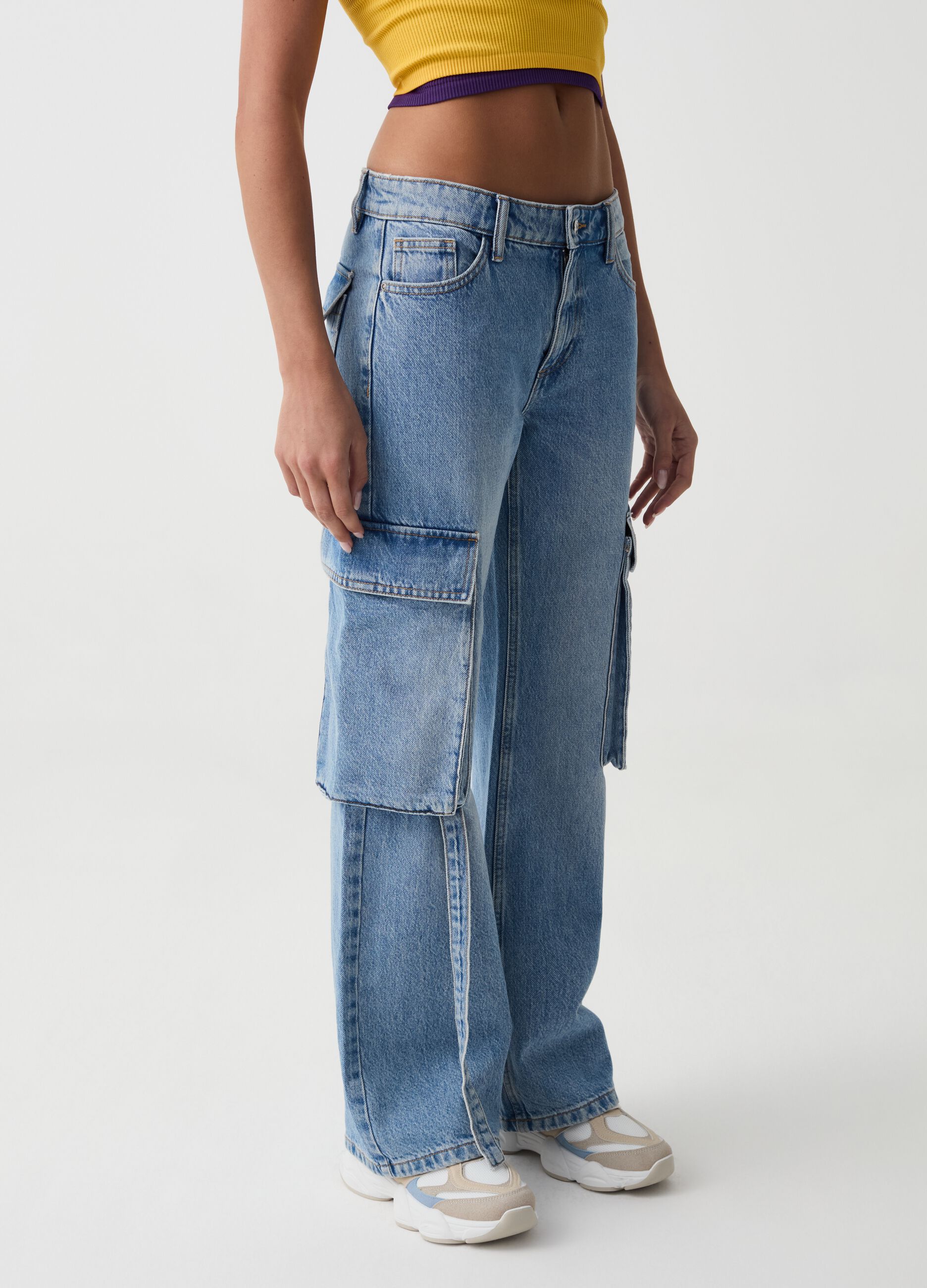 B.ANGEL FOR THE SEA BEYOND acid wash cargo jeans