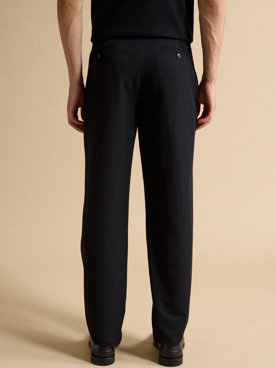 Pantaloni formali neri in viscosa elasticizzata slim fit_3