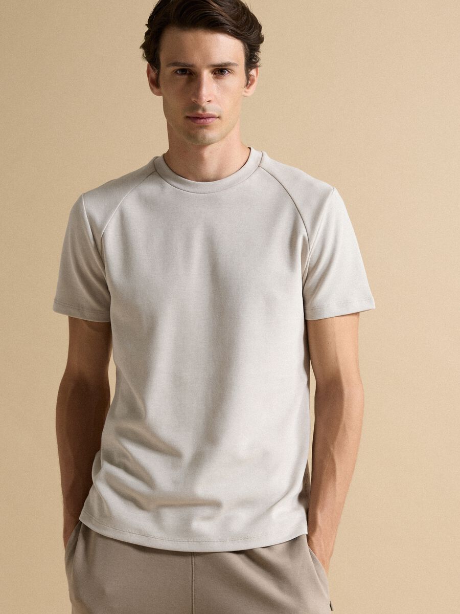 Grey breathable, quick-drying cotton-blend T-shirt_1