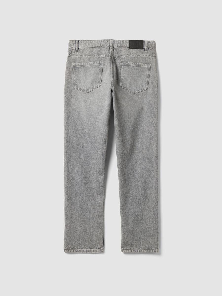 Graue Denim-Jeans aus reiner Baumwolle, Regular Fit_5