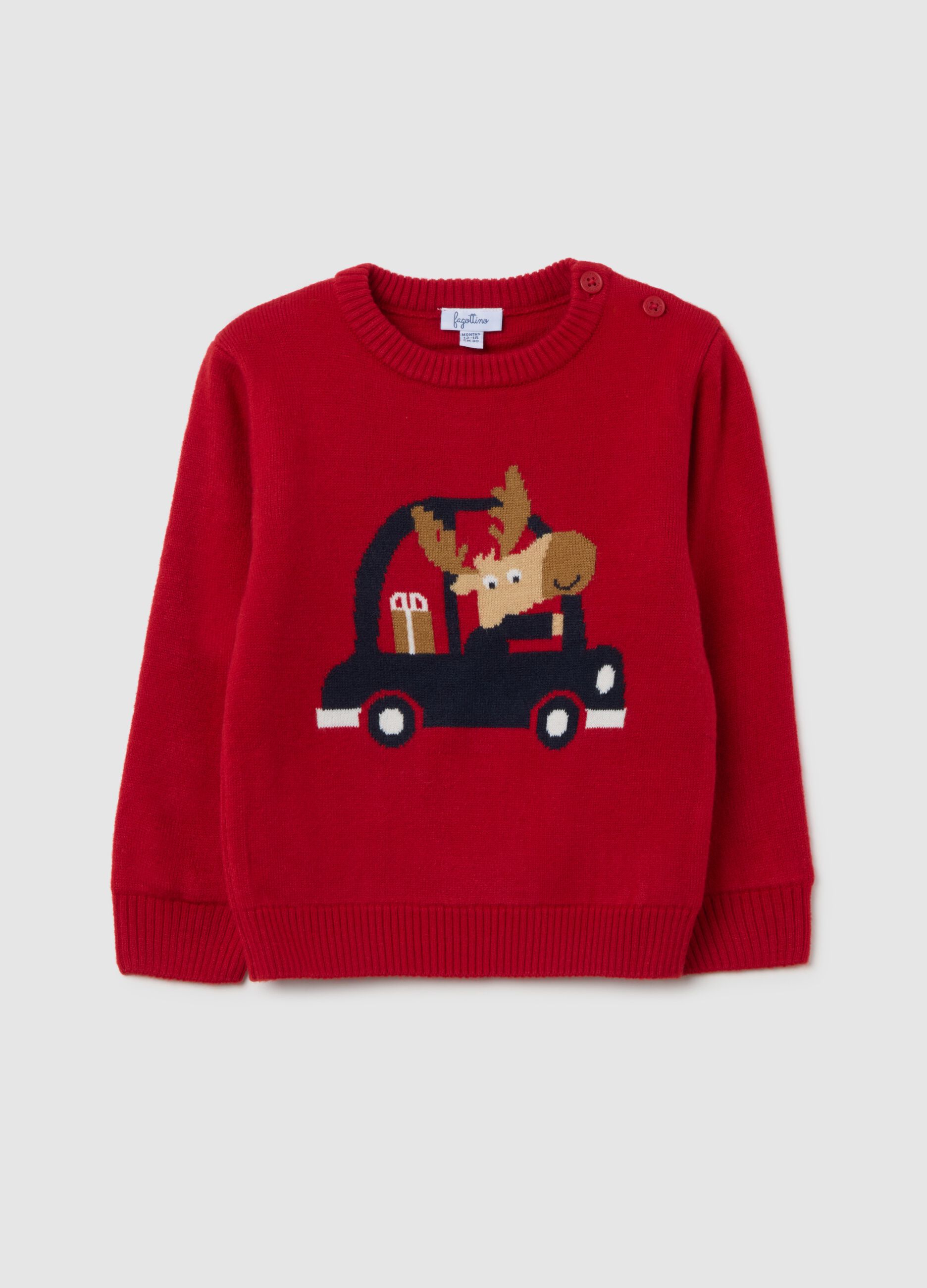 Red Christmas jumper for kids regular fit with print