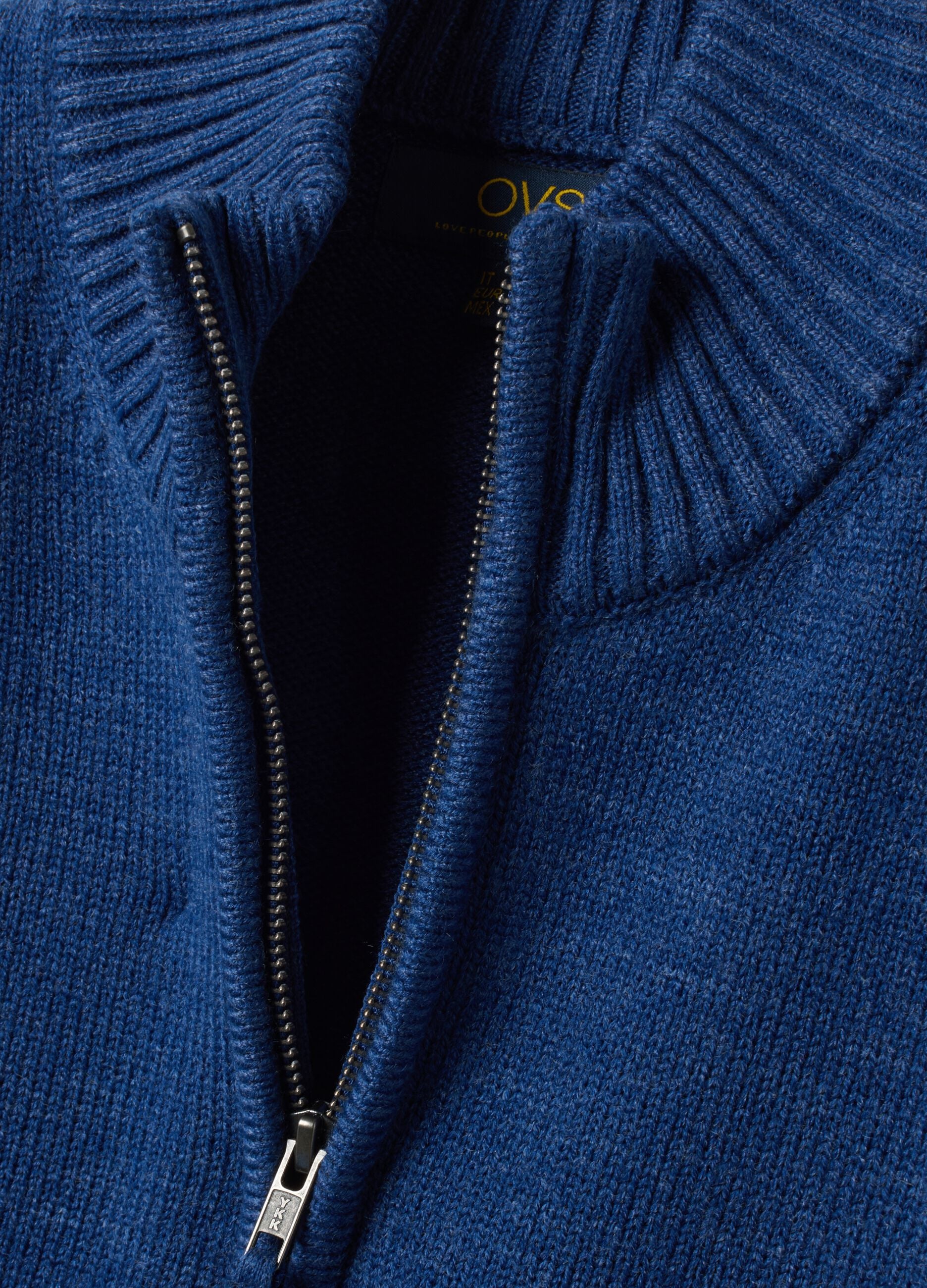 Blue half-zip neck jumper