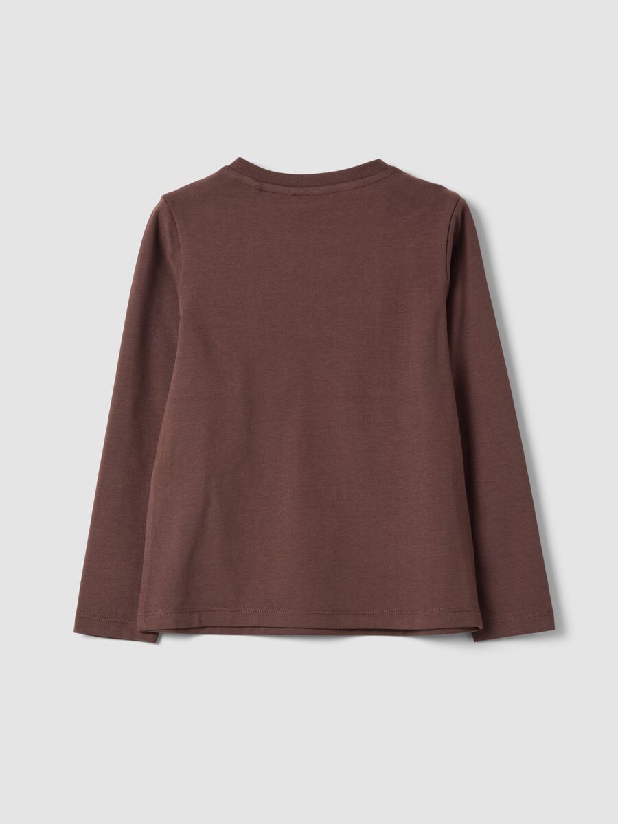 T-shirt marrone in cotone organico elasticizzato girocollo_1