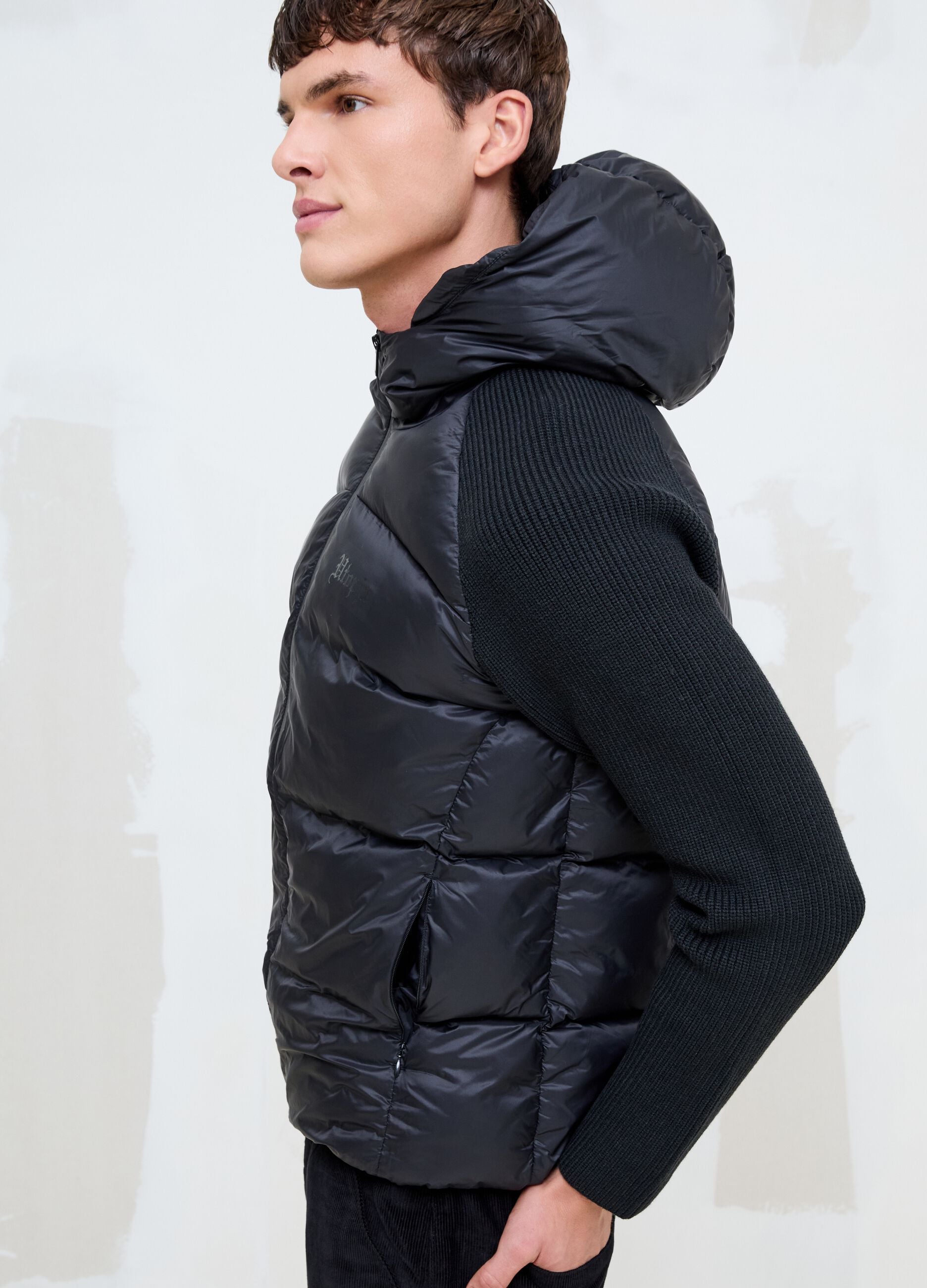 Black Padded Knit Jacket