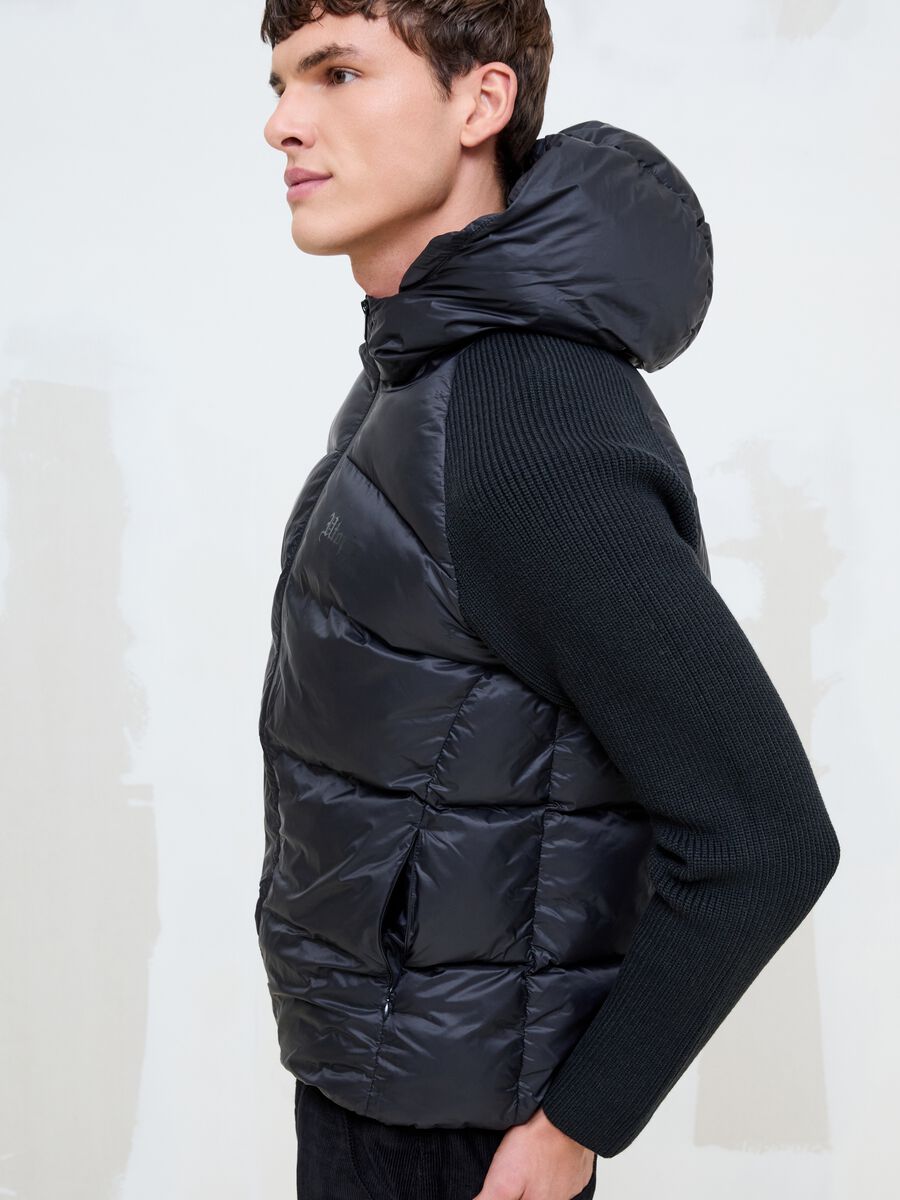 Black Padded Knit Jacket_1