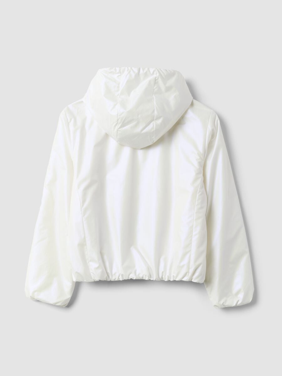 Veste de pluie blanche &agrave; capuche et zip pour fille_1