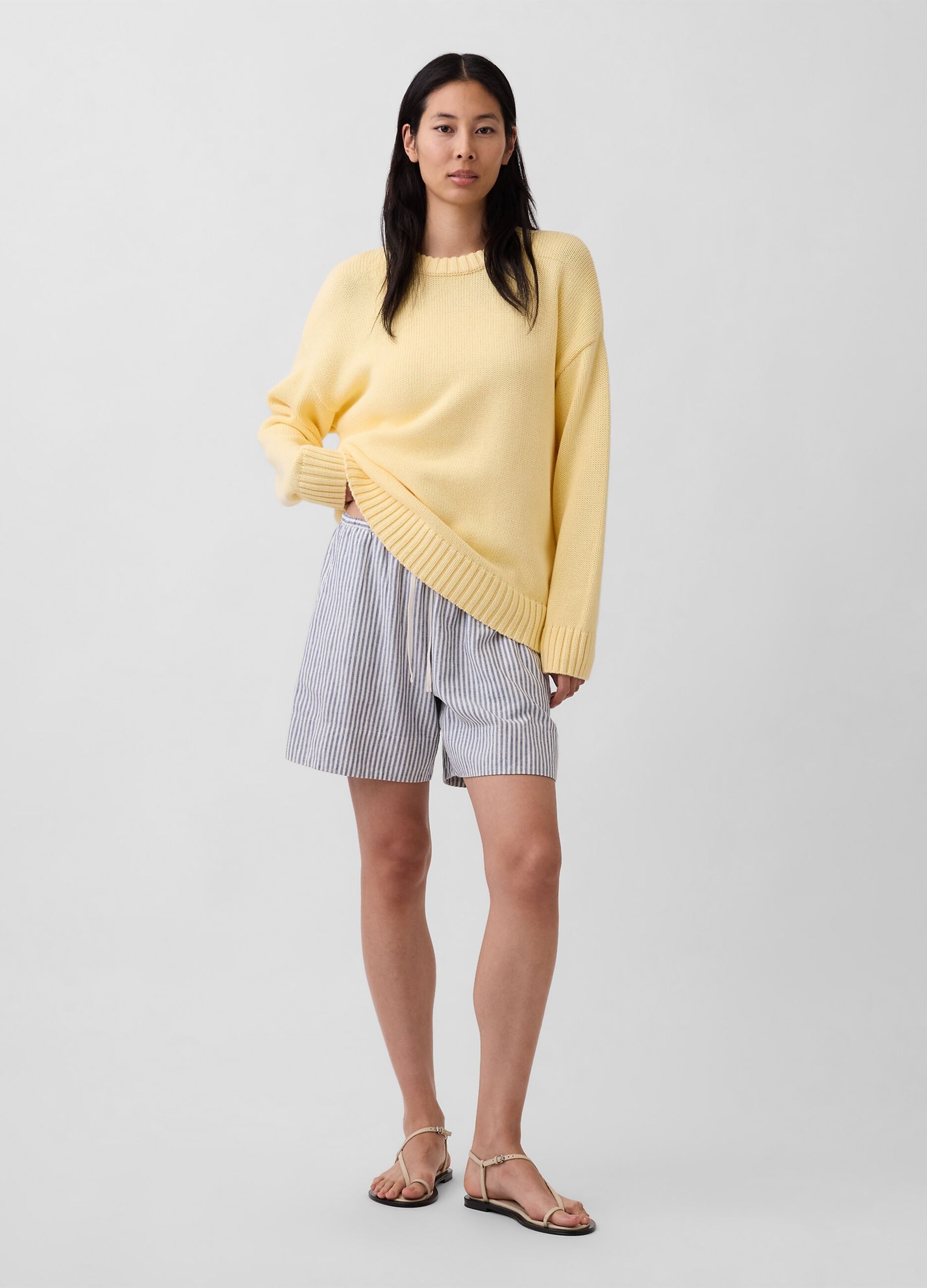 Gestreifte Shorts aus Leinenmix