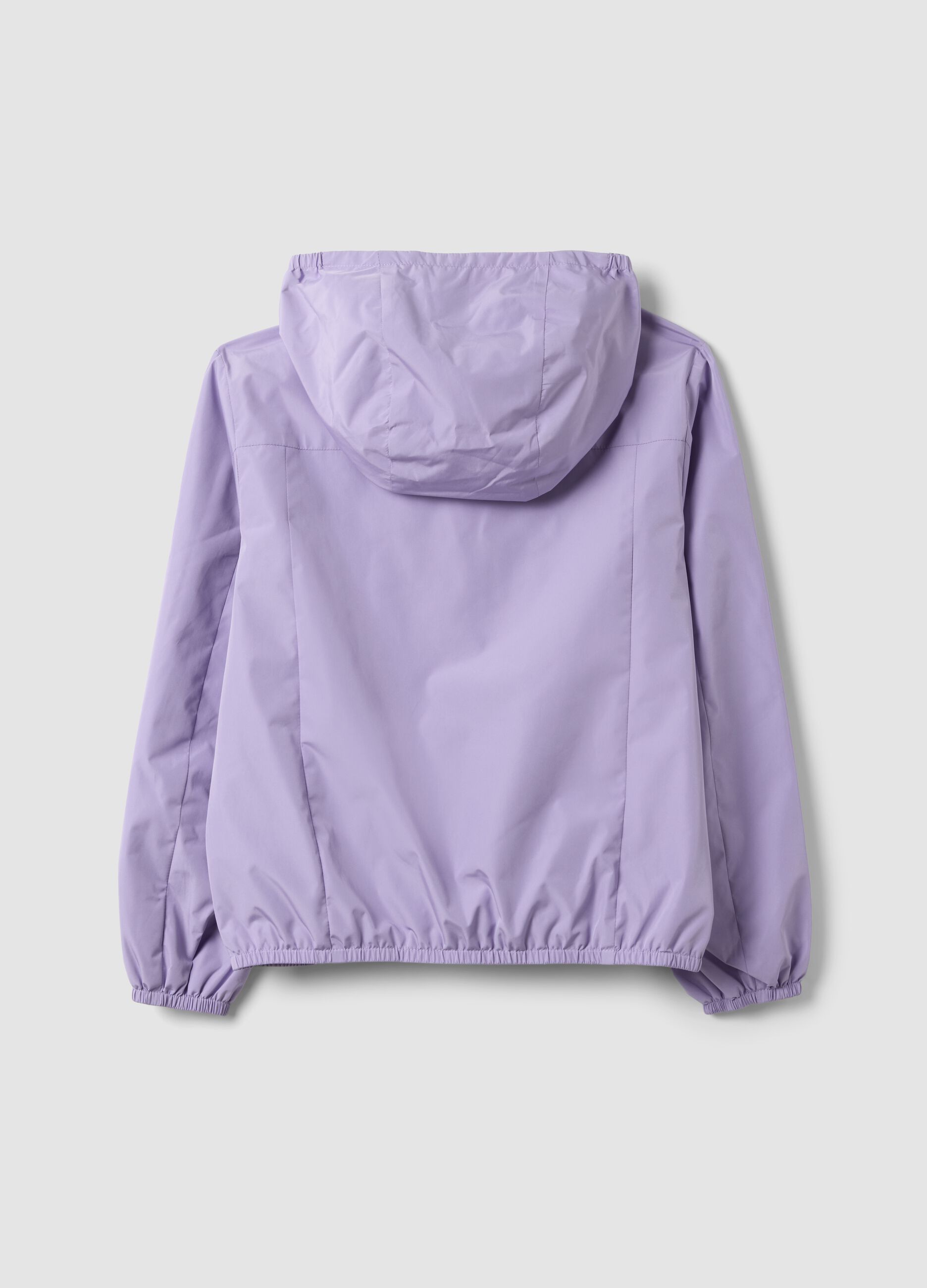 Violette Regenjacke mit Kapuze und Reissverschluss f&uuml;r M&auml;dchen