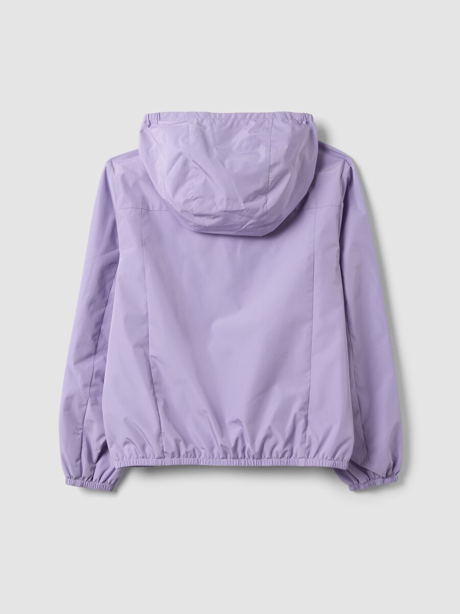 Purple hooded rain jacket with zip for girls_5