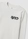 T-shirt bianca in puro cotone organico con stampa "Hyped" per ragazzo_2