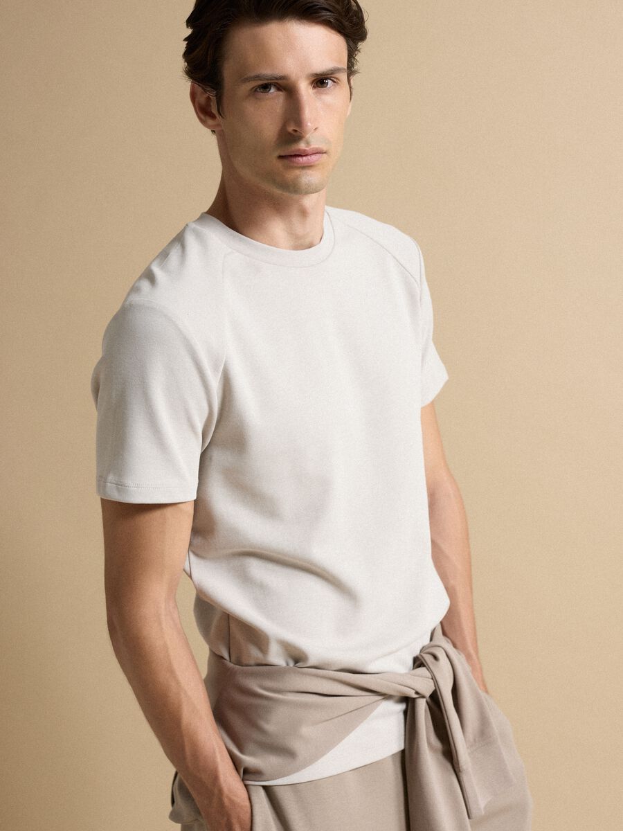 Grey breathable, quick-drying cotton-blend T-shirt_0