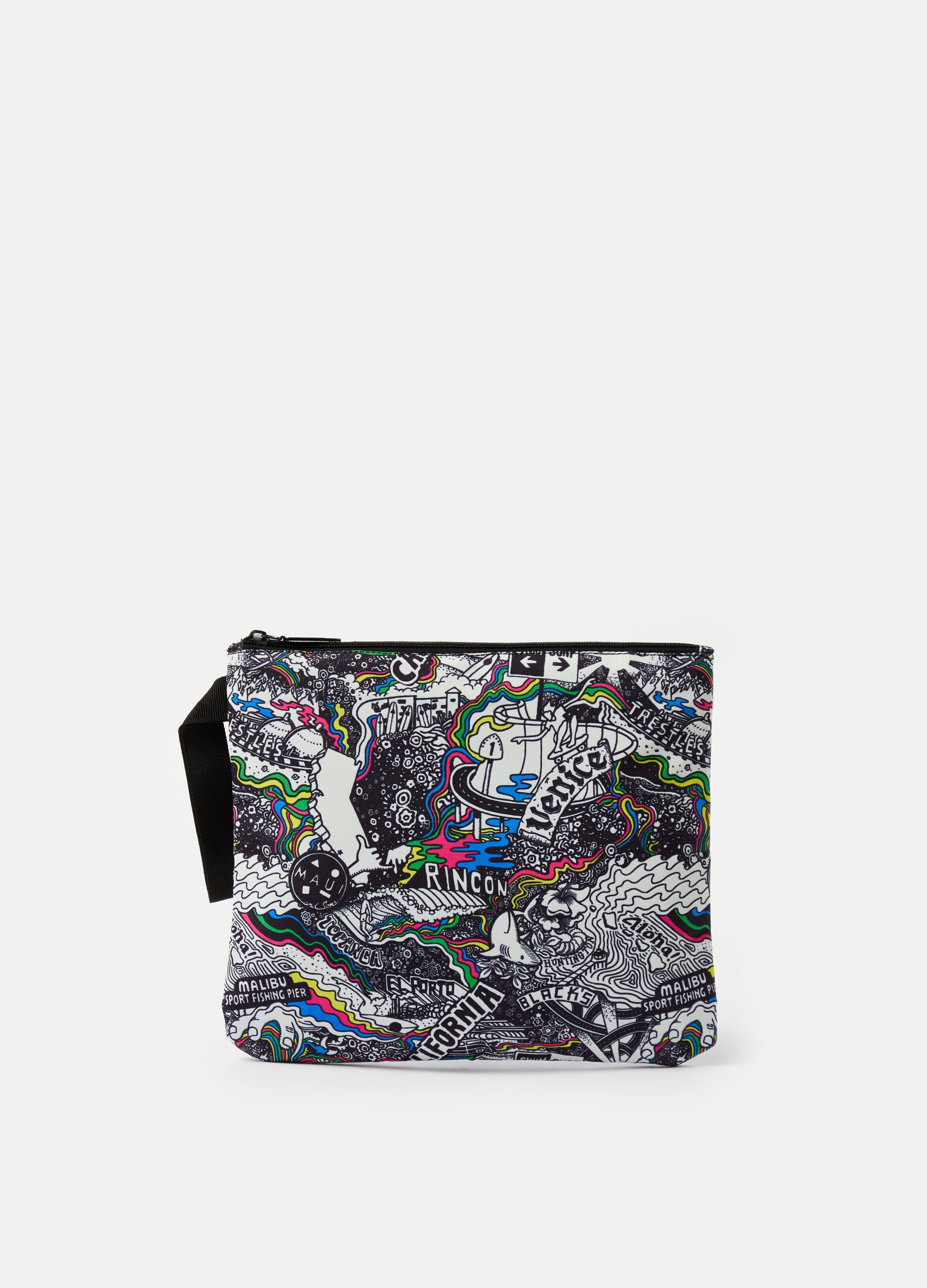 Clutch bag with city motif print