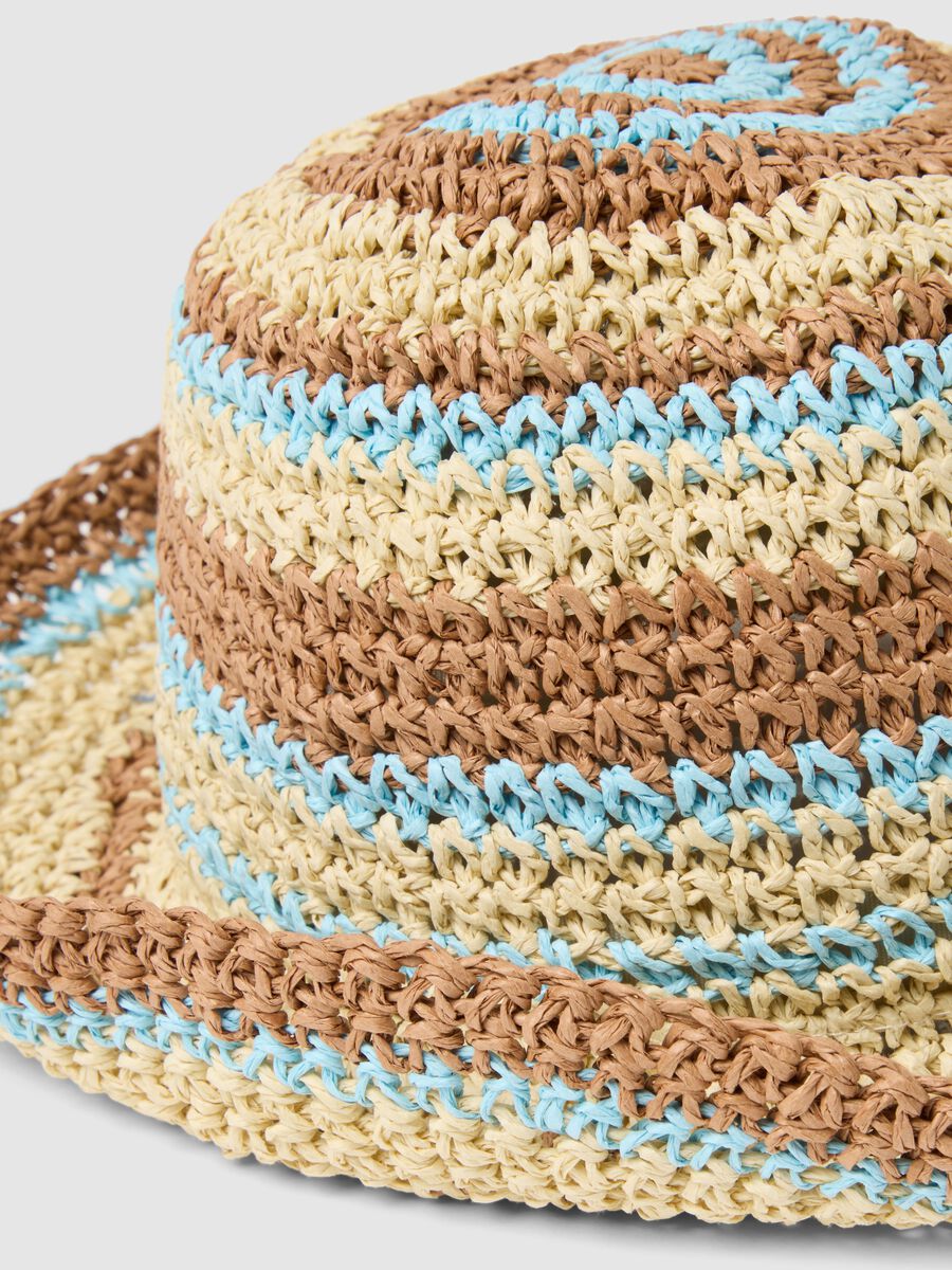Multicolour striped paper blend fabric hat_2