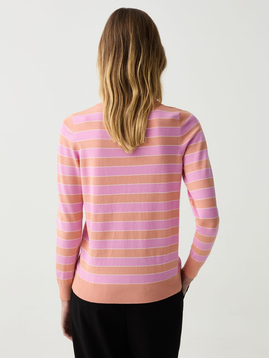 Long-sleeved striped knit shirt_2