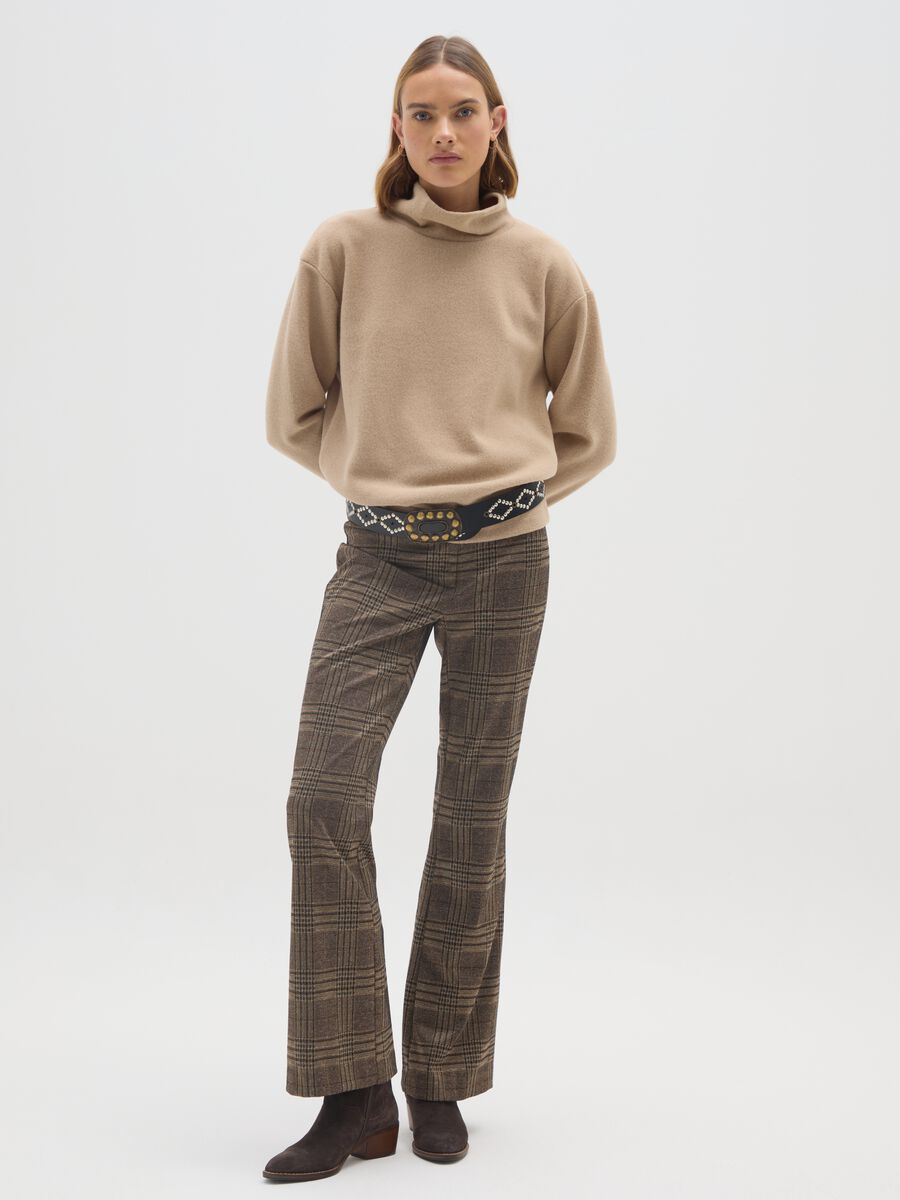 Beige High Neck Regular Fit Jumper_1