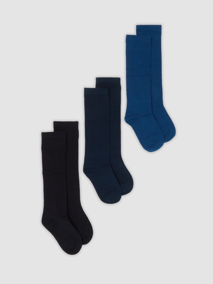 3-pack of long blue socks in stretch organic cotton_0