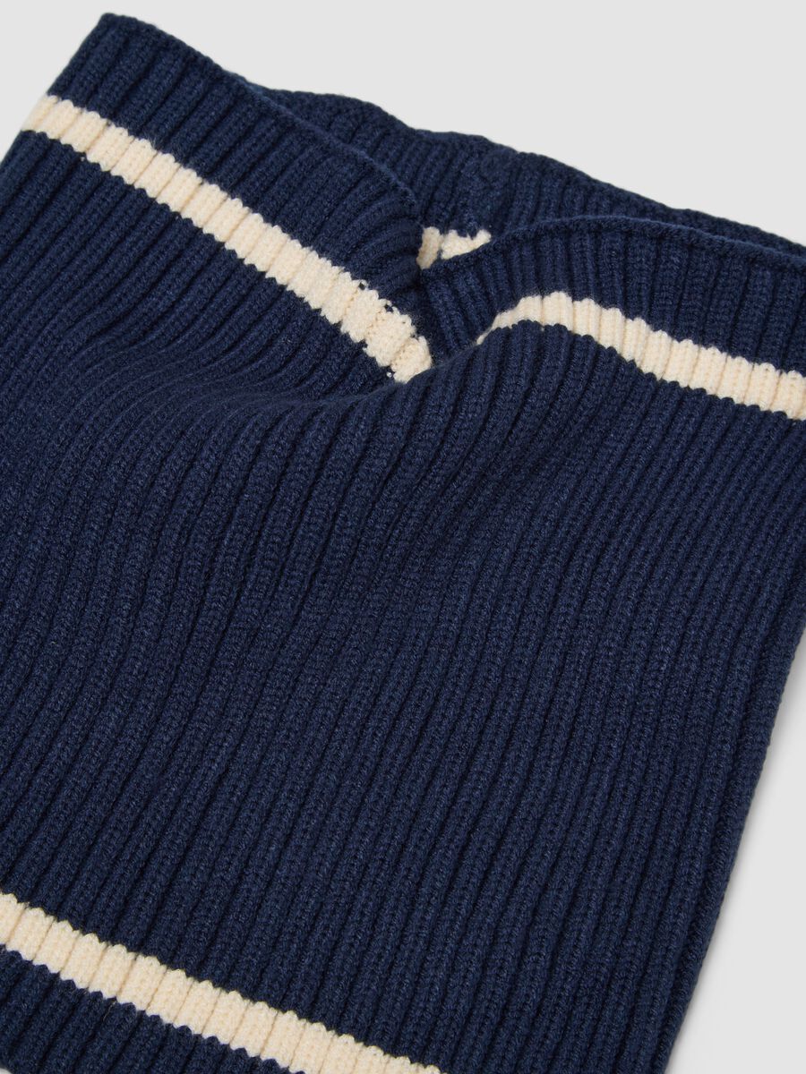 Blaues M&uuml;tze- und Schlauchschal-Set aus Viskosemix_1