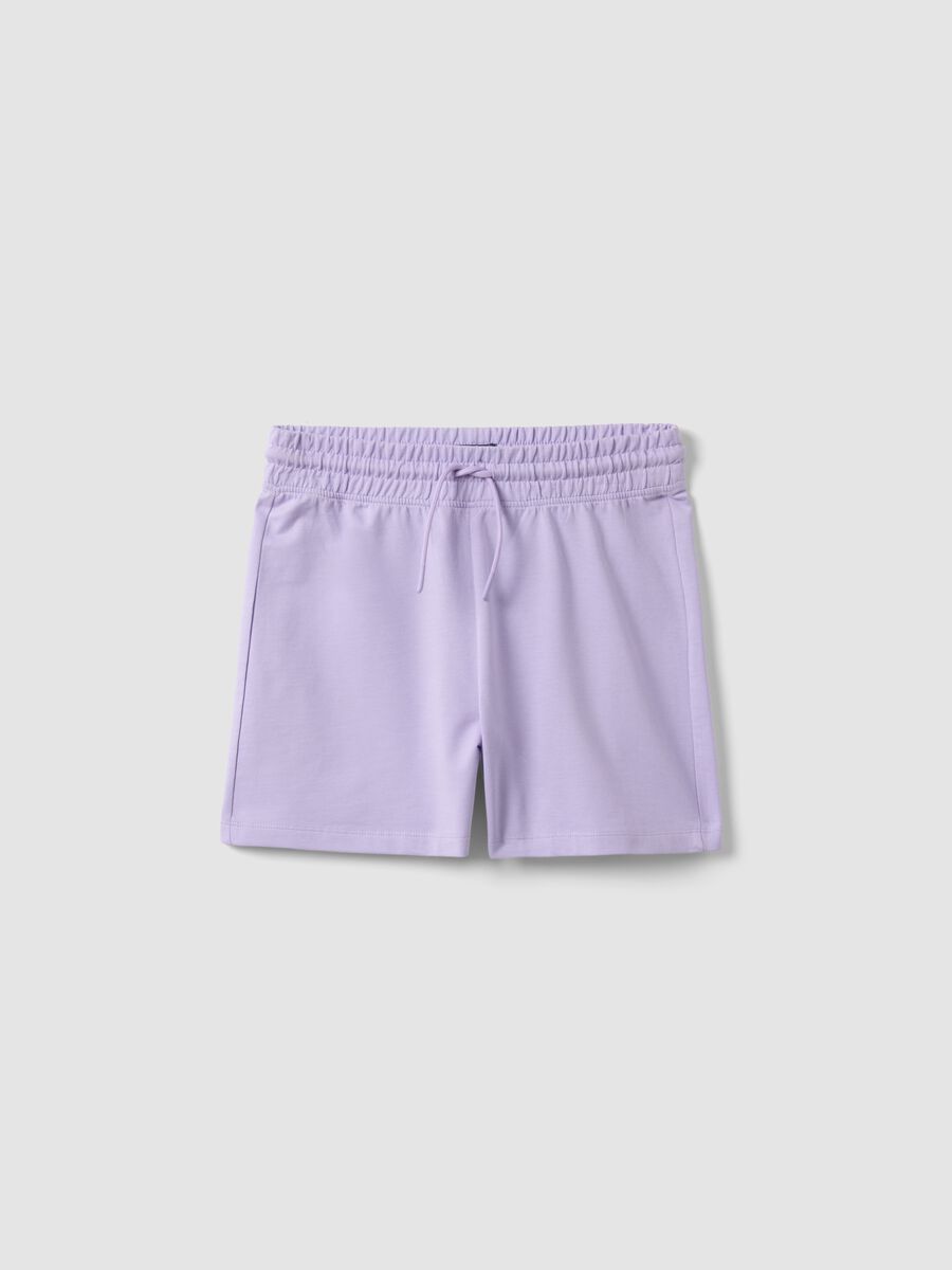Girls' purple 100% cotton shorts, regular fit_0