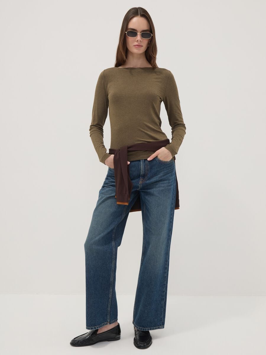 Green stretch viscose long-sleeve T-shirt_2