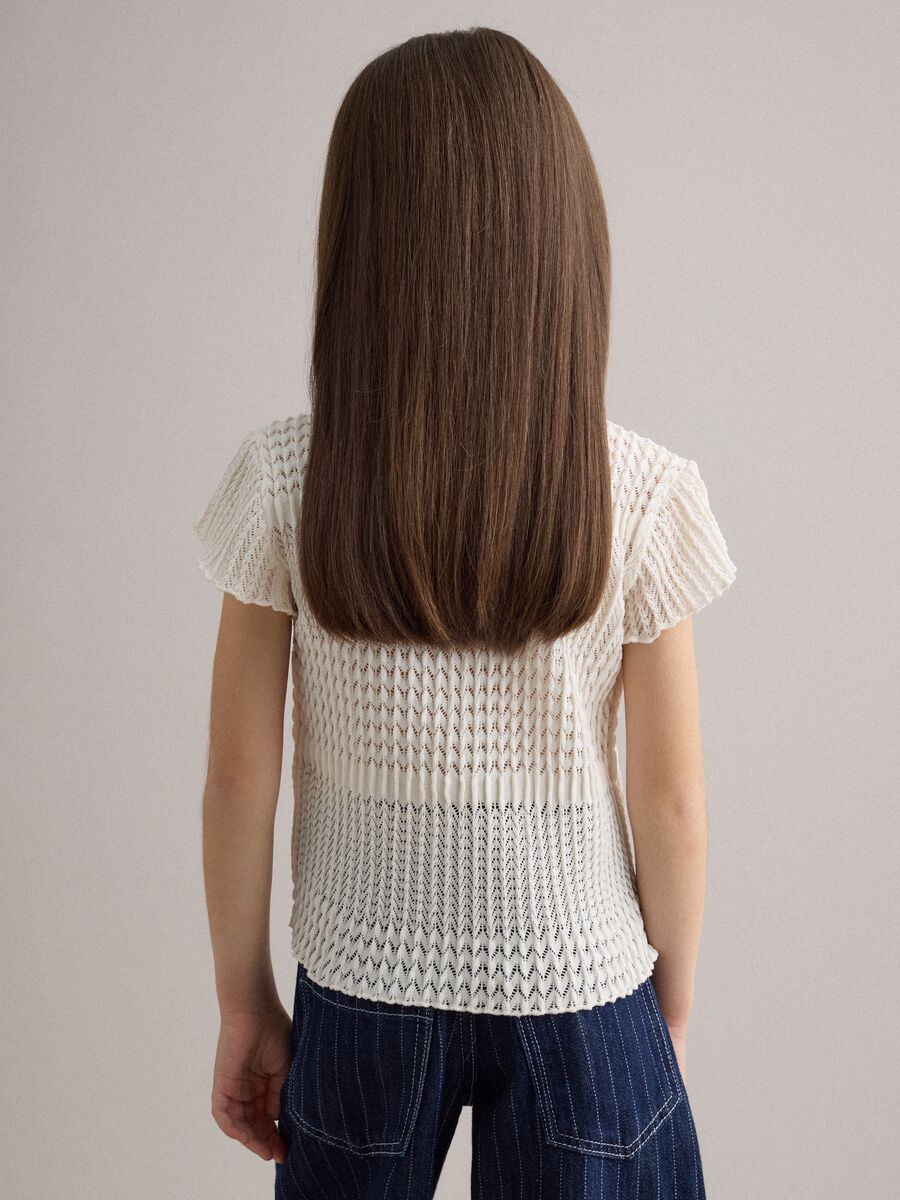 T-shirt in tessuto elasticizzato bianco da bambina regular fit_1