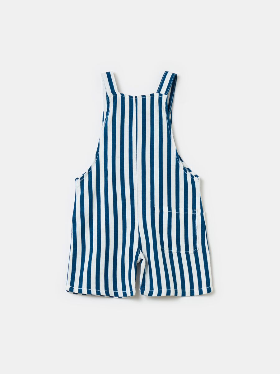 Striped dungarees in linen and viscose_1
