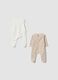 2-pack of white and beige printed organic cotton sleepsuits_1