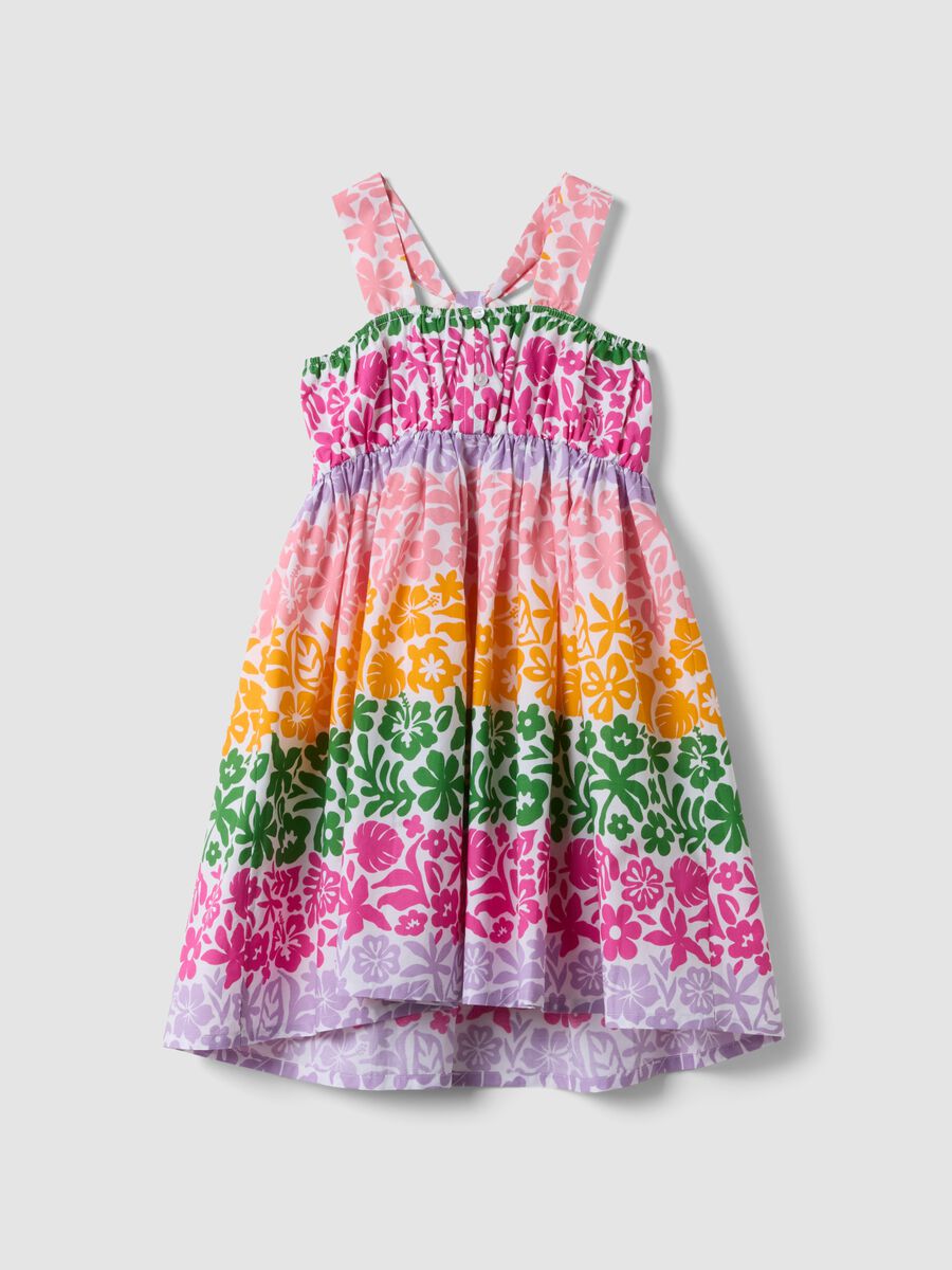 Multicolour pure cotton dress with crossed straps_1