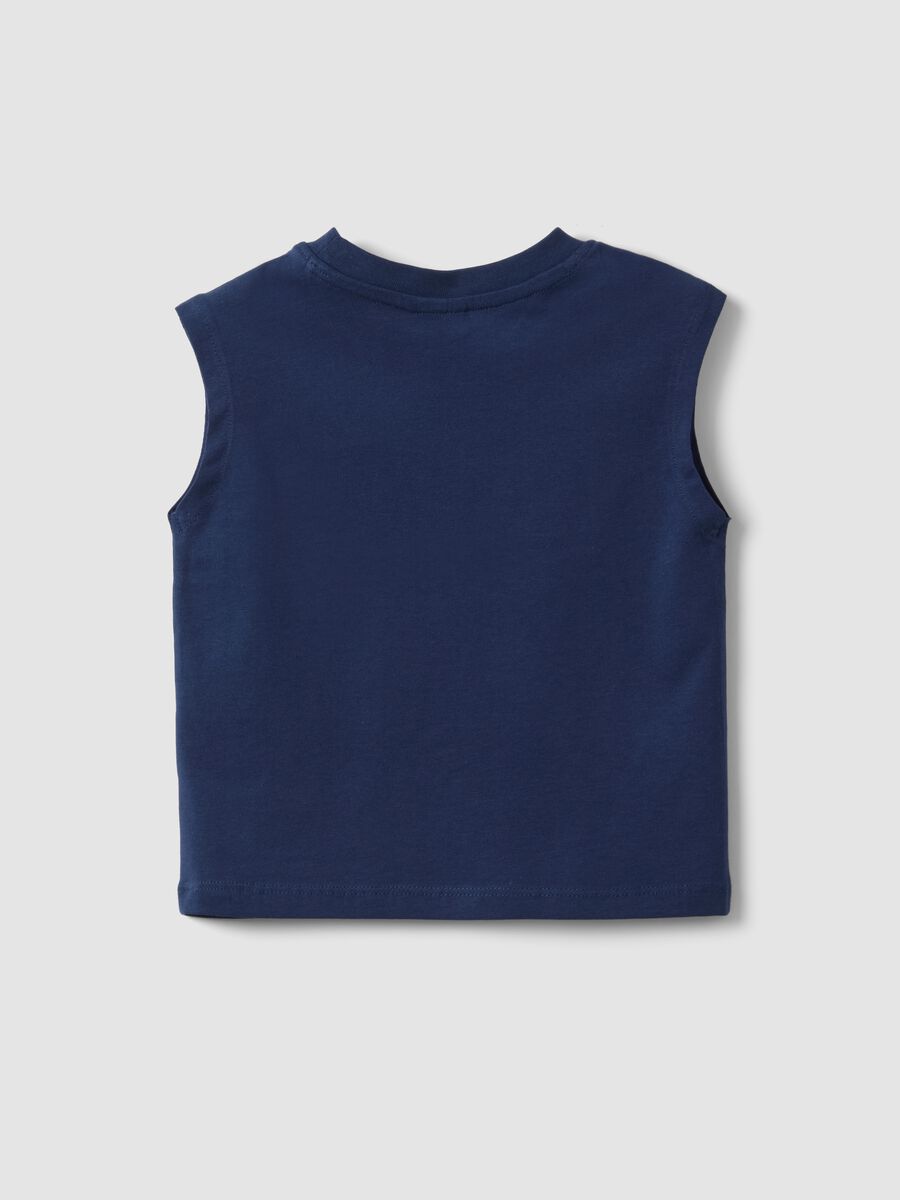 Blue pure cotton regular fit boys' tank top with pocket_1
