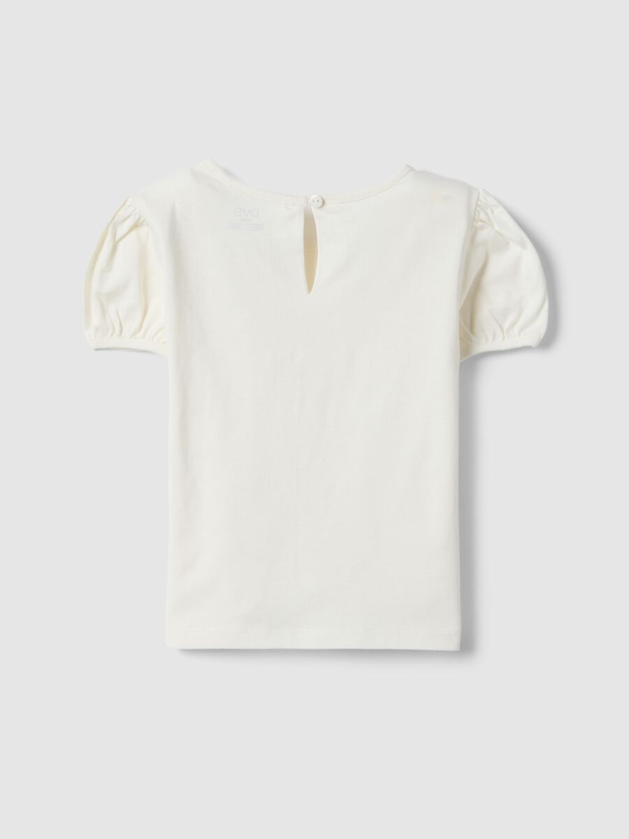 Girls' white pure cotton T-shirt regular fit with embroidery_1