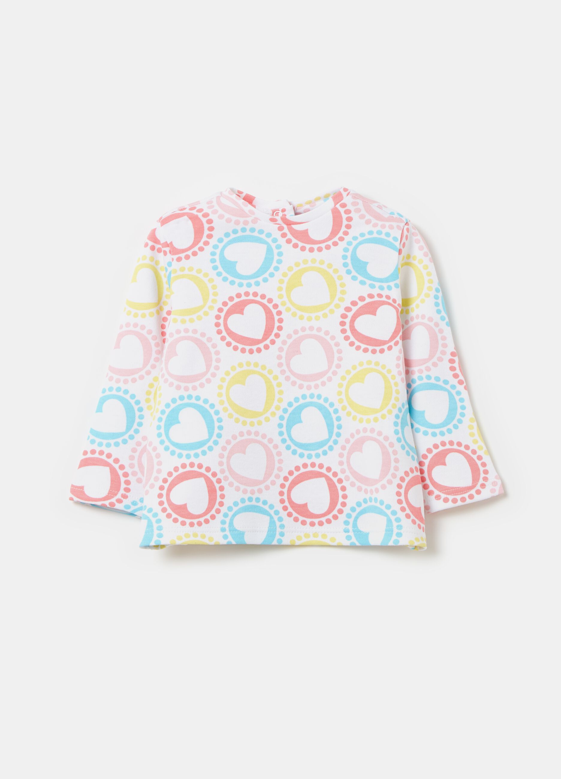 Long-sleeves T-shirt with hearts print
