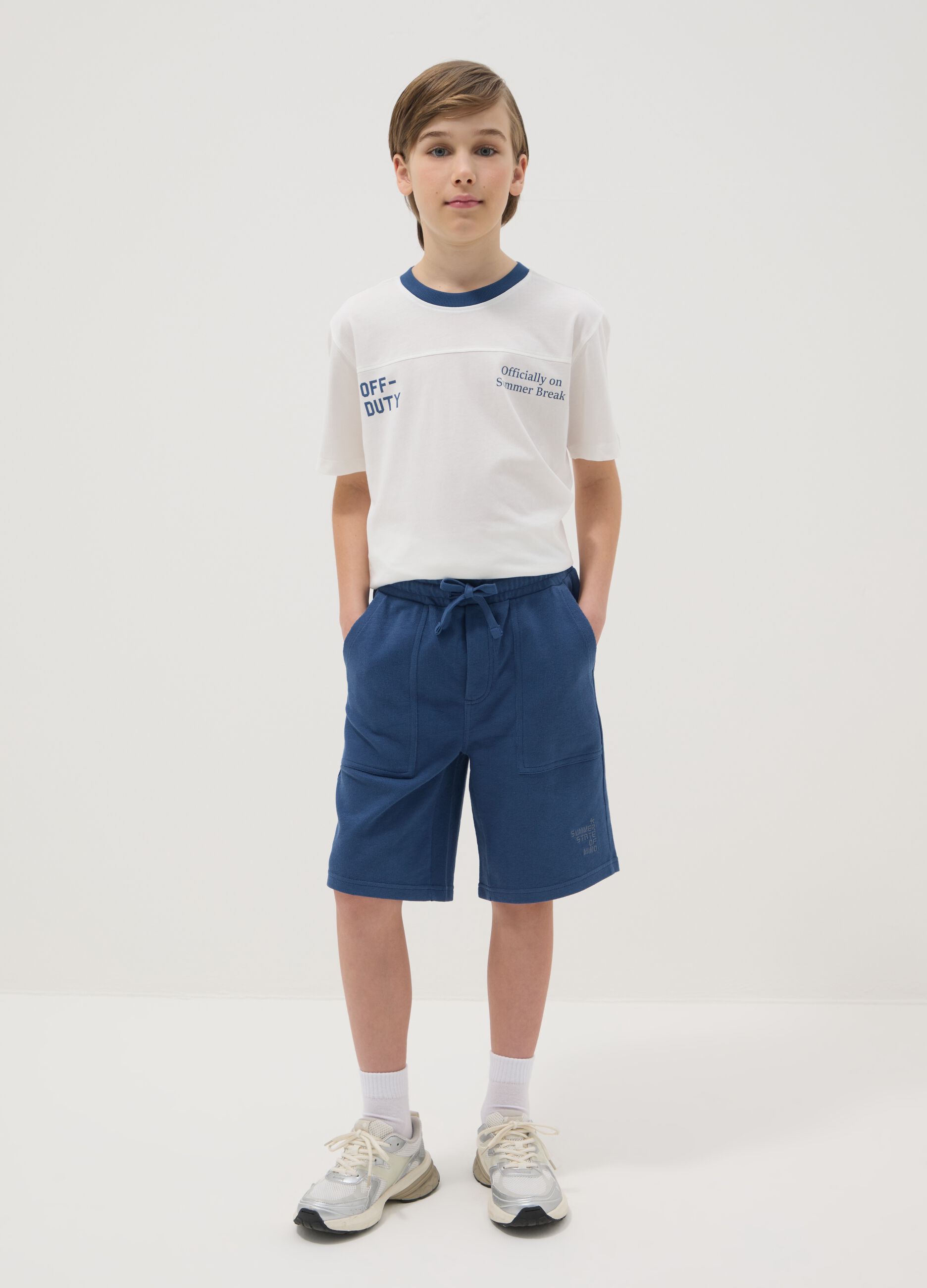 Boys' Pure Cotton Blue Shorts Regular Fit