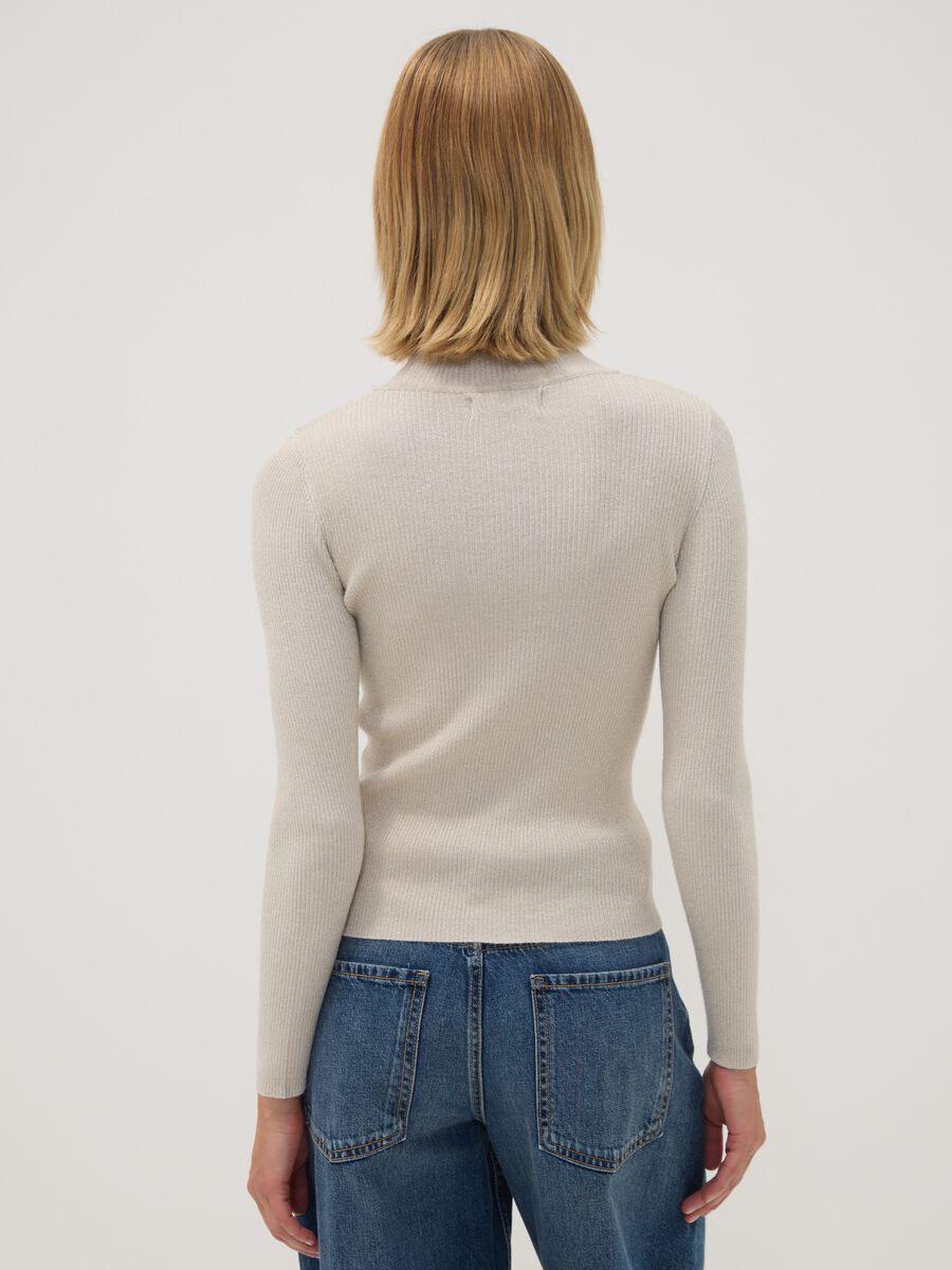 Beige ribbed viscose-blend jumper with high neck_3